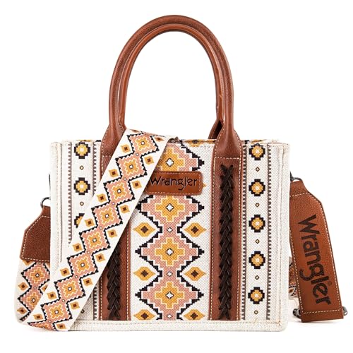 Wrangler Azteken-Tragetasche für Damen, Boho-Schultertaschen und Handtaschen, Angel White (Gitarrengurt) von Wrangler