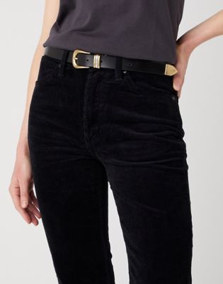 Wrangler Triple Loop Leather Belt Black Größe 95 von Wrangler