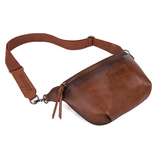 Wrangler Vintage Schultertasche für Damen und Herren, Brusttasche, Umhängetasche, * Braune Schultertasche im Used-Look, Tragetasche von Wrangler