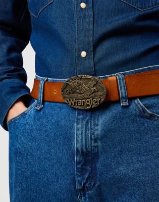 Wrangler W Eagle Leather Belt Cognac Größe 85 von Wrangler