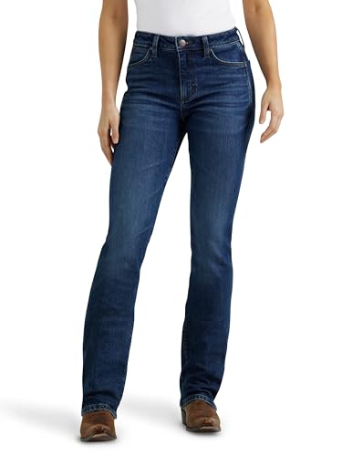 Wrangler Western Damen Retro Bailey Bootcut Jeans mit hohem Bund, Blau, Size:28, Inseam:30 von Wrangler