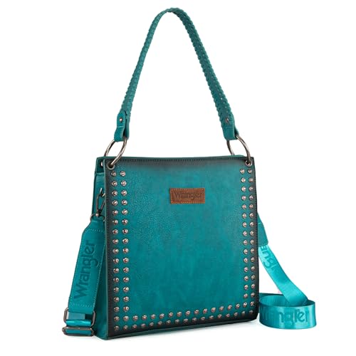 Wrangler Western-Schultertasche für Damen, Cowgirl-Fransen-Tragetasche, Blaugrün, Blau von Wrangler