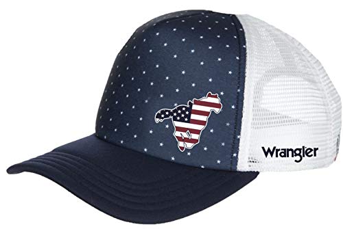 Wrangler Women's American Flag Horse Patch Mesh Back Trucker Cap Navy von Wrangler