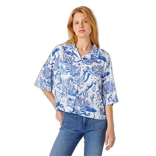 Wrangler Women's Lounge Shirt, Blue, Small von Wrangler