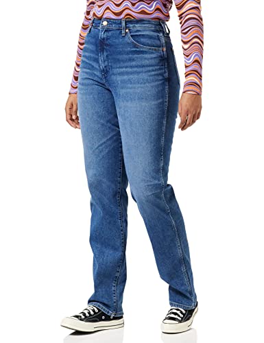 Wrangler Women's Mom Straight Jeans, Smoke SEA, 32W / 34L von Wrangler
