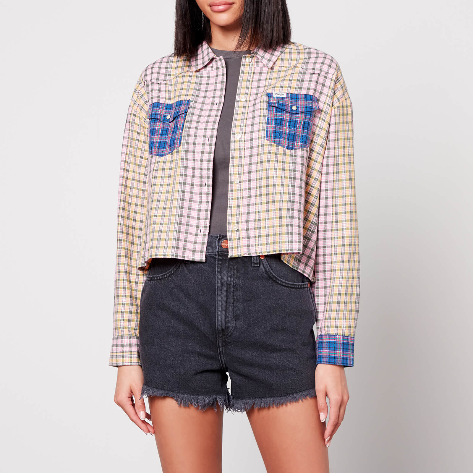 Wrangler Patch Boxy Checked-Cotton Shirt - L von Wrangler