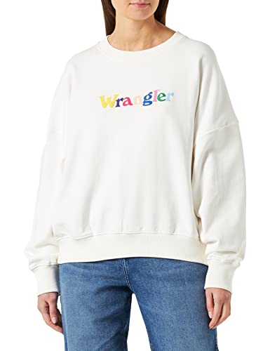 Wrangler Women's Relaxed Sweatshirt Sweater, White, Large von Wrangler