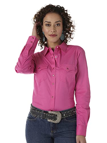Wrangler Damen Western Yoke Two Snap Flap Pocket Button down Shirts, Rose, XL EU von Wrangler