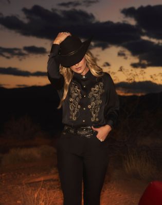 Wrangler Wrangler x Lainey Wilson Satin Shirt Black Größe L von Wrangler