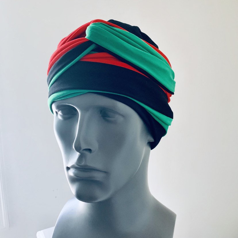 Roter, Schwarzer Und Grüner Turban Wrap Ez Pz Stretch Kopfwickel Roter, Schwarzer Und Grüner Turban Wrap Ez Pz Stretch Kopfwickel von WrapWithJahfya