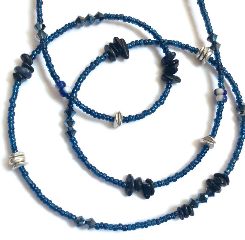 Saphir Taille Perlen, Kristall Edelstein Tailleperlen, Bauch Perlen Mit Verschluss, Schwarz Besitz Shop von WrapandSoul