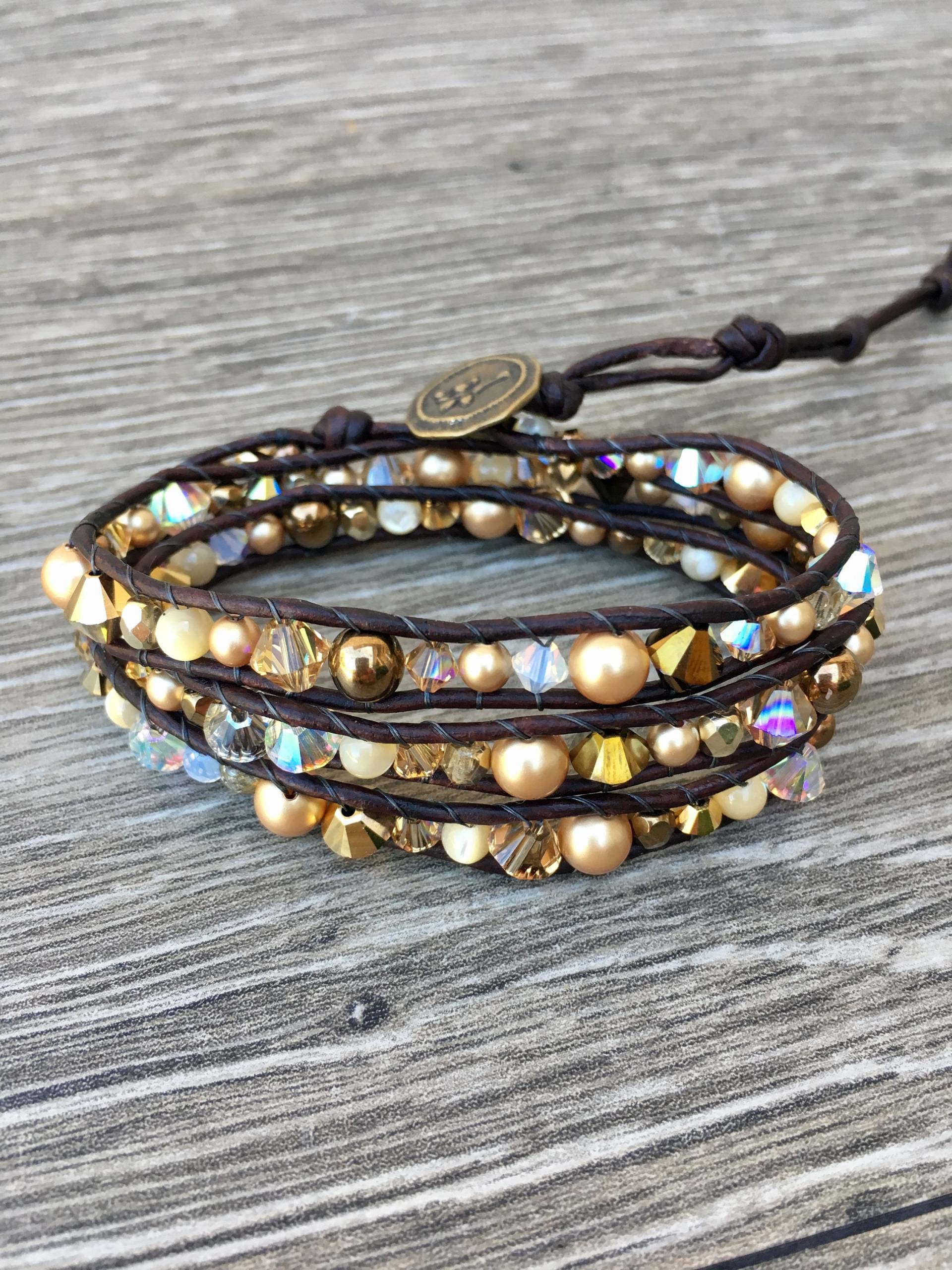 Gold Swarovski Medley 3-Wrap/Hutband von Wrappedtowear
