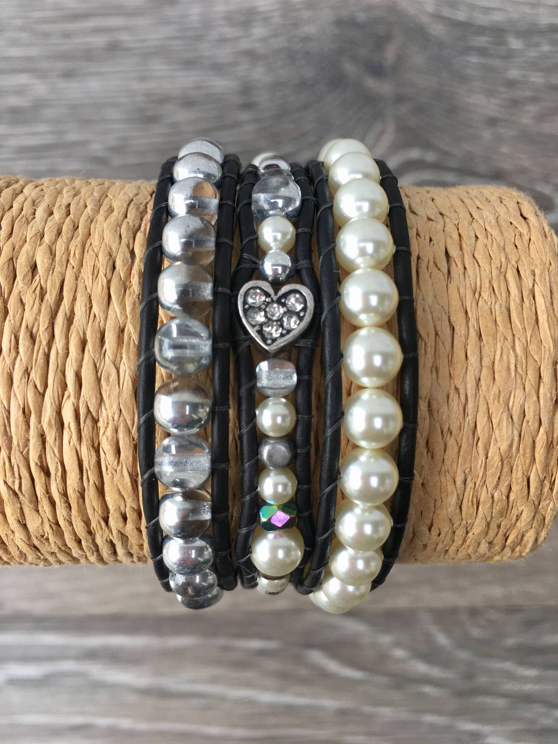 Perle & Silber Herz 3-Wrap von Wrappedtowear