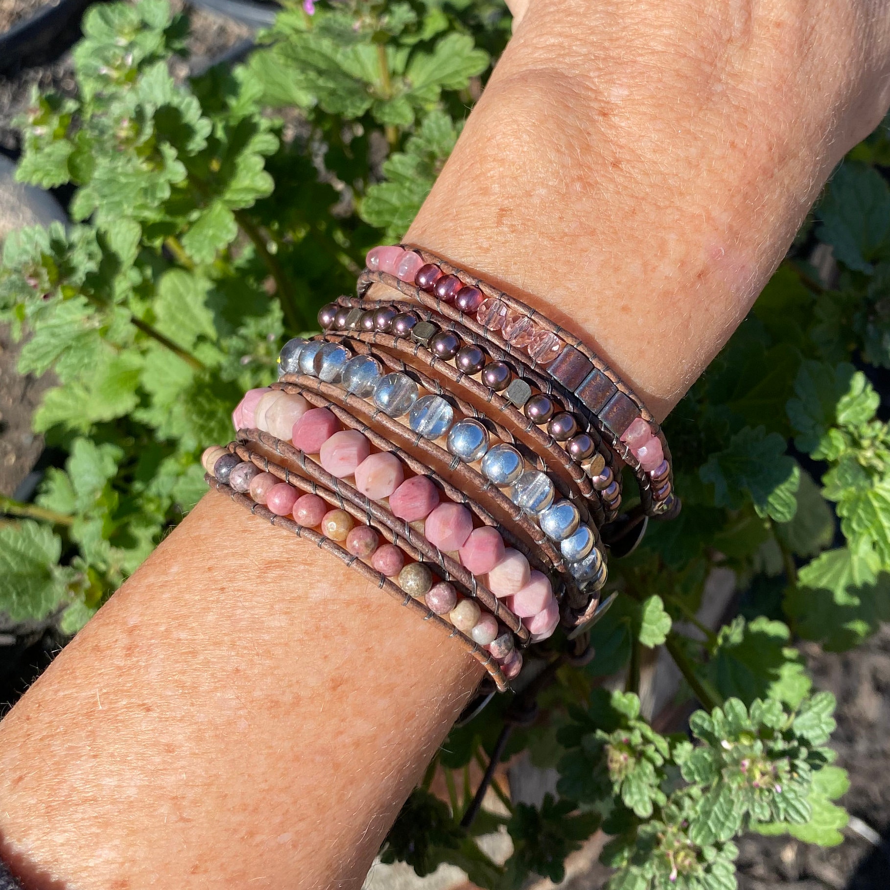 Rhodonit Wrap Stack - 5Er Set Einzel Wraps von Wrappedtowear
