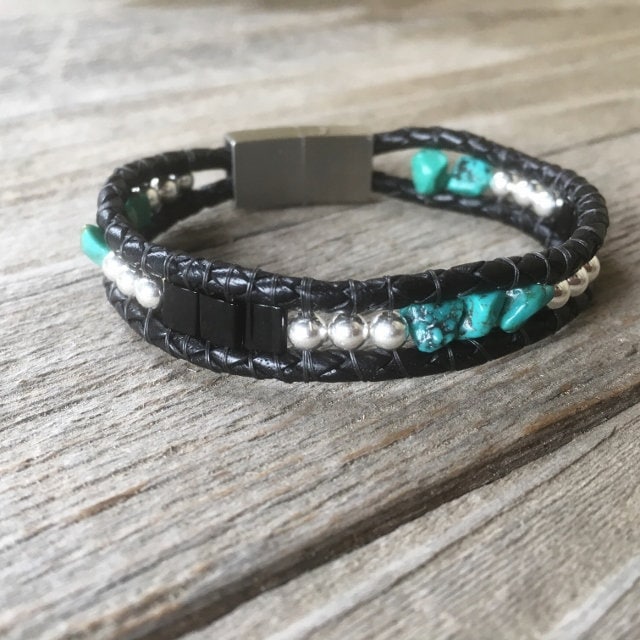 Türkis Muster Boho Armreif von Wrappedtowear