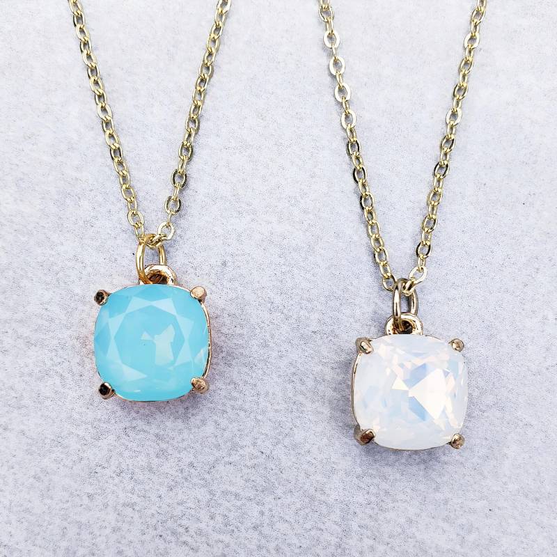 Aquamarin Gold Anhänger Halskette | Opal Kristall Halsketten Zarte von WrapsOhDee