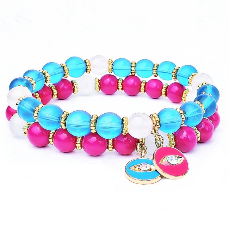 Böses Auge Armband | Freundschafts Set| Am Besten Freund Evil Eye Armbänder Charm Bunte Perlen Set von WrapsOhDee