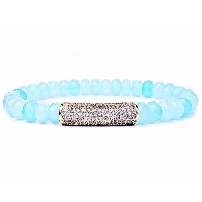 Gold Pavé Cubic Zirconia Bar Armband | Aqua Blue Jade Edelstein Armband|Gold Armband| Schichtarmband Tube von WrapsOhDee