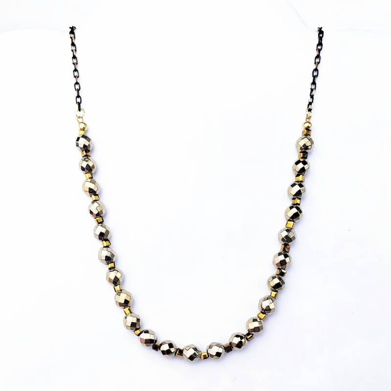 Gold Stone & Chain Halskette | Gold Hämatit Edelstein Perlen Schwarz Und Toggle Verschluss von WrapsOhDee