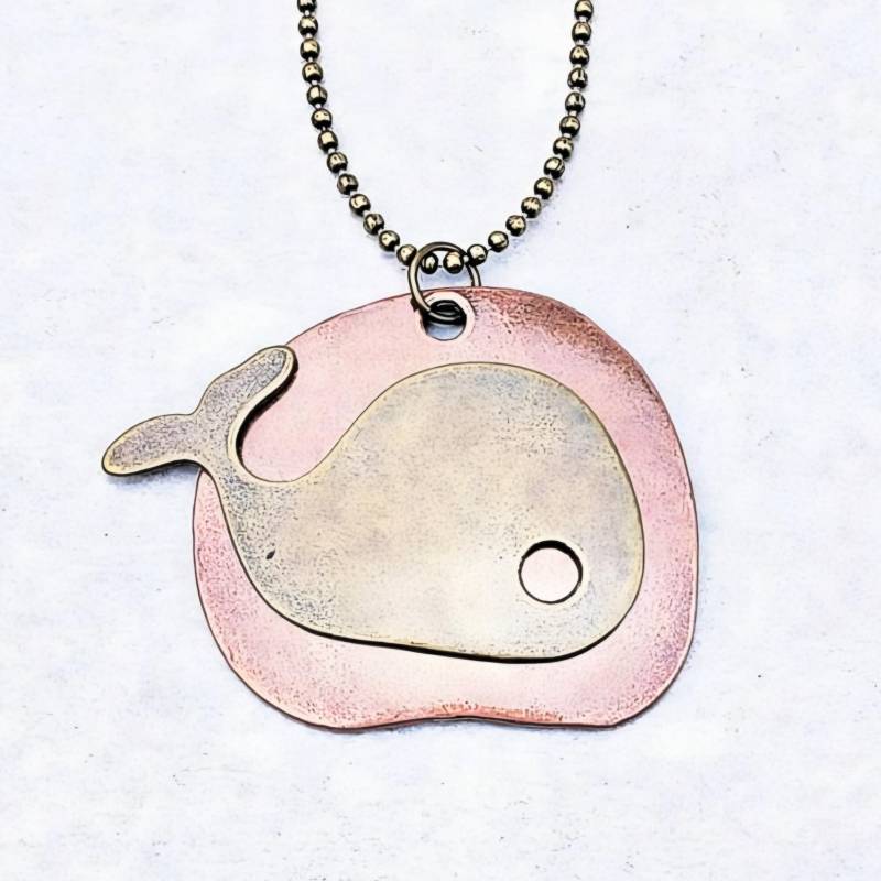 Kupfer & Bronze Wal Anhänger Halskette | Lange Ozean-Liebhaber-Halskette Sealife Maritime von WrapsOhDee