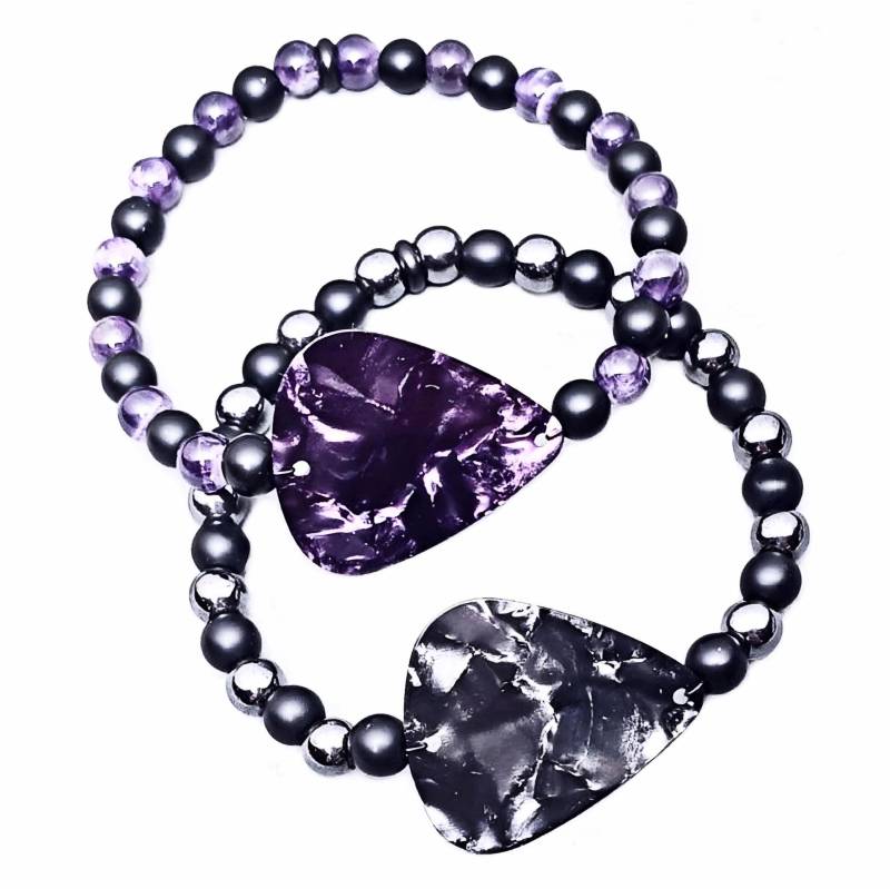 Paare Partner Armbänder | Armband Stapel Set His & Hers Plektrum Edelstein von WrapsOhDee