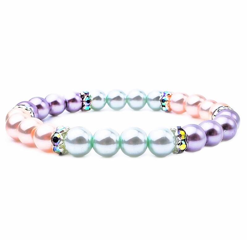 Pastel Pearl Perfektion Armband | Rosa Minzgrün Lavendel Perle Perlenarmband Aurora Borealis Swarovski Strass von WrapsOhDee