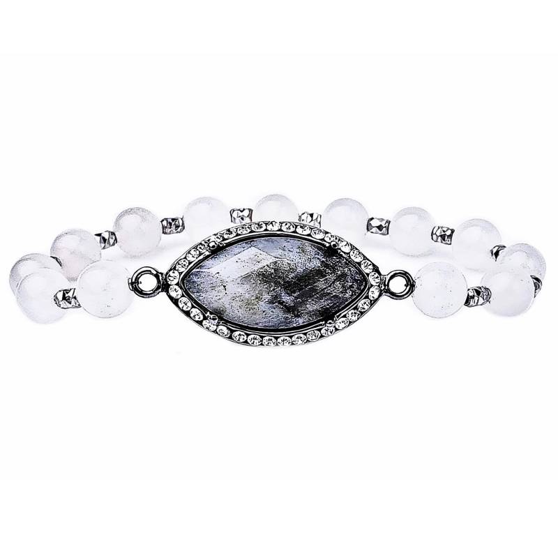 Pavé Labradorit Faceted Perlenarmband | Weißer Quarz Und Labradorit Edelstein Armband Motivation Furchtlosigkeit von WrapsOhDee