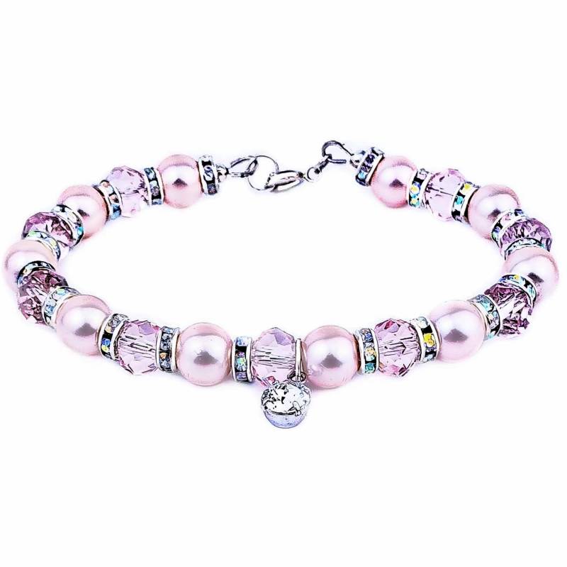 Zarte Rosa Perlen Armband | Swarovski Rosa Kristall Bettelarmband Perlen von WrapsOhDee