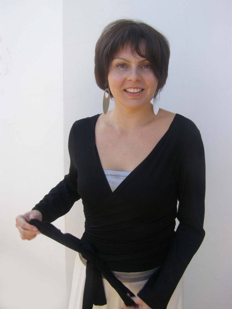 Cabrio Schwarzes Wickeltop-Infinity Frauen Top-Langarm Bluse-Made To Order Strickjacke-Umstands Top von Wraptop