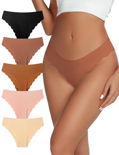 Wreath of Ivy Damen Unterwäsche Nahtlose Slip Unsichtbare Hipster Slips Unterhosen weiche Stretch Panties Multipack für Damen 5er Pack Multicolored01 L von Wreath of Ivy