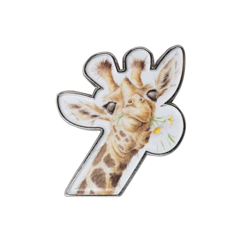 Wrendale Designs Anstecknadel mit Giraffen-Blumen, Matt versilberte Zinklegierung von Wrendale Designs