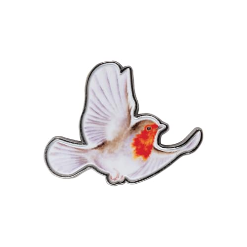 Wrendale Designs Anstecknadel mit fliegendem Rotkehlchen, Matt versilberte Zinklegierung von Wrendale Designs