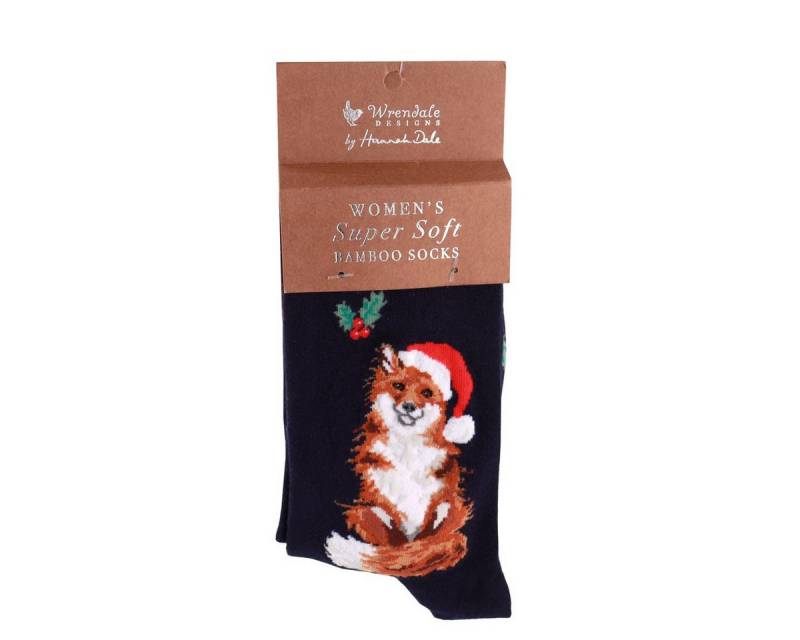 Wrendale Freizeitsocken Wrendale Designs Damen Socken Weihnachts-Fuchs 'Santa' (Paar) von Wrendale