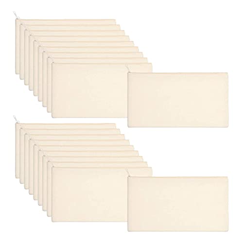 Wresetly 40 StüCk Leinwand Bleistift Beutel ReißVerschluss Make-Up Blank DIY Mehr Zweck Toilettenartikel StationäRe Aufbewahrungs Beutel (Beige) von Wresetly