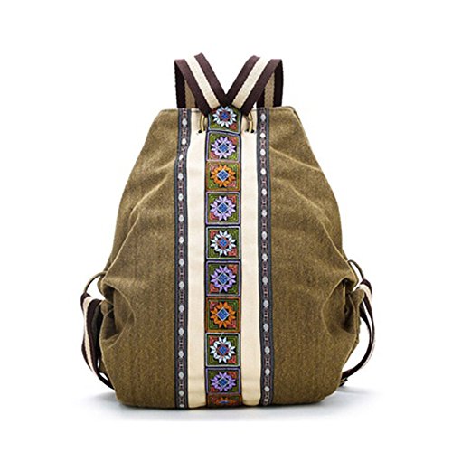 Wresetly Ethnic Canvas Damen Rucksack Tasche Hippie Schultertasche Maedchen Boho Rucksack von Wresetly