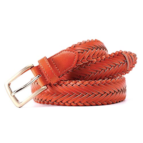 Wresetly Leder elastischer geflochtener Gürtel geflochtene Handarbeitsgürtel, Orange, 80 von Wresetly