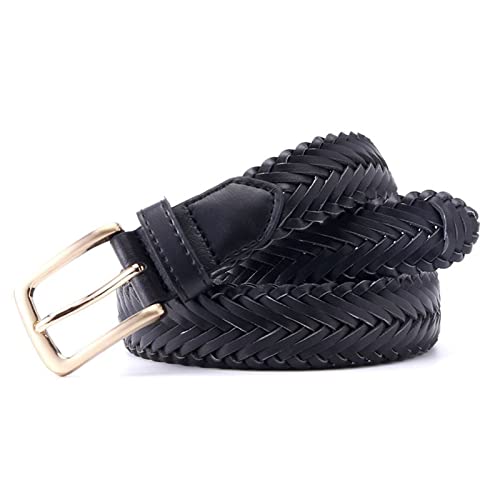 Wresetly Leder elastischer geflochtener Gürtel geflochtene Handarbeitsgürtel, Schwarz, 80 von Wresetly