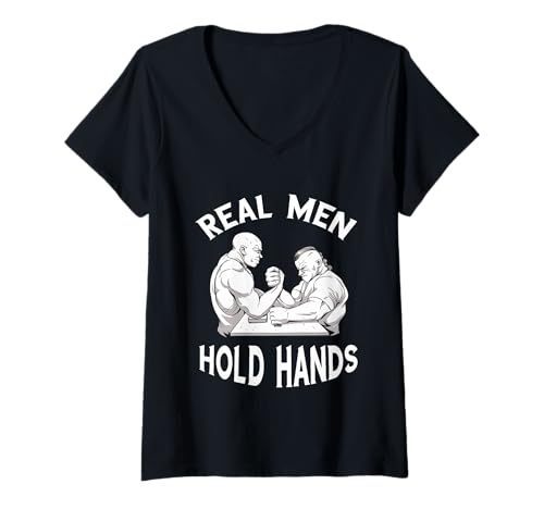 Damen Armwrestling Echte Männer halten Händchen Armwrestling-Sport T-Shirt mit V-Ausschnitt Damen Armwrestling Echte Männer halten Händchen Armwrestling-Sport T-Shirt mit V-Ausschnitt von Wrestler Gripped Armwrestling Sports