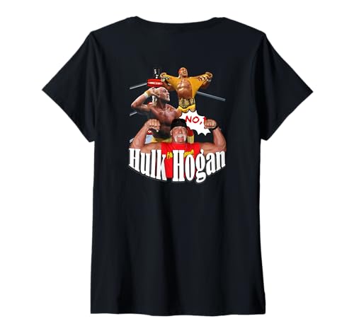Damen Hulk Hogan_006_Back Printed T-Shirt mit V-Ausschnitt Damen Hulk Hogan_006_Back Printed T-Shirt mit V-Ausschnitt von Wrestlers Mania Shop