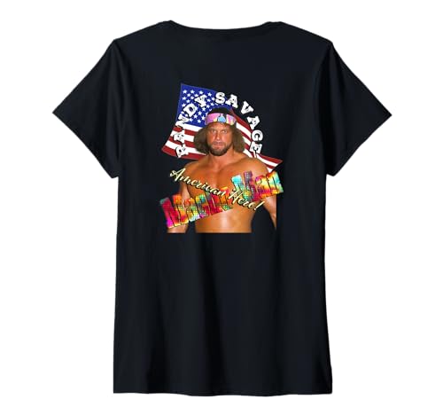 Damen Randy Savage_001_Back Printed T-Shirt mit V-Ausschnitt Damen Randy Savage_001_Back Printed T-Shirt mit V-Ausschnitt von Wrestlers Mania Shop