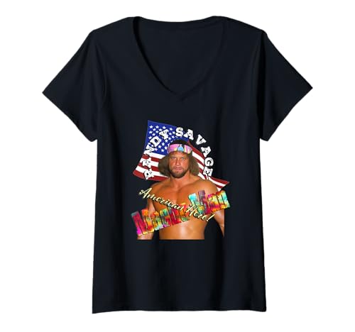 Damen Randy Savage_001 T-Shirt mit V-Ausschnitt Damen Randy Savage_001 T-Shirt mit V-Ausschnitt von Wrestlers Mania Shop