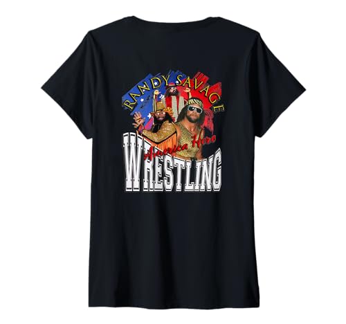 Damen Randy Savage_002_Back Printed T-Shirt mit V-Ausschnitt Damen Randy Savage_002_Back Printed T-Shirt mit V-Ausschnitt von Wrestlers Mania Shop