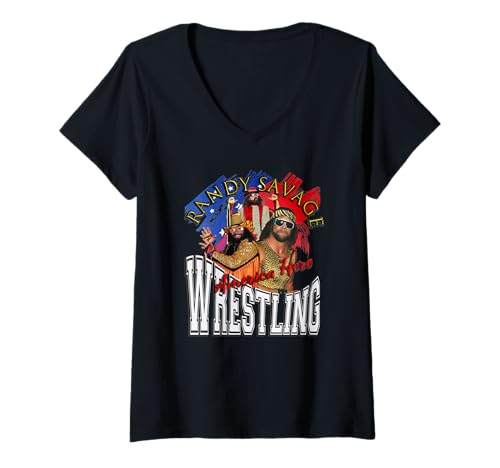 Damen Randy Savage_002 T-Shirt mit V-Ausschnitt Damen Randy Savage_002 T-Shirt mit V-Ausschnitt von Wrestlers Mania Shop