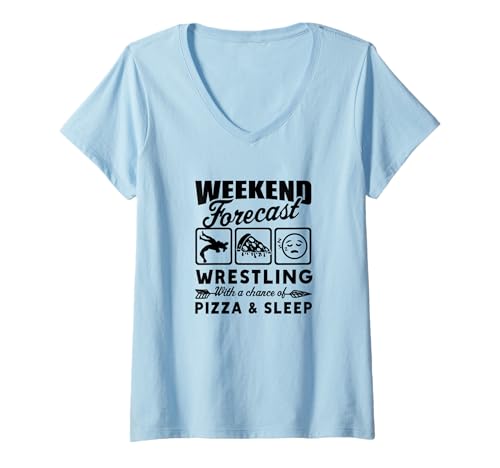 Damen Wochenendvorhersage Wrestler Wrestling T-Shirt mit V-Ausschnitt Damen Wochenendvorhersage Wrestler Wrestling T-Shirt mit V-Ausschnitt von Wrestling And Wrestler Clothing