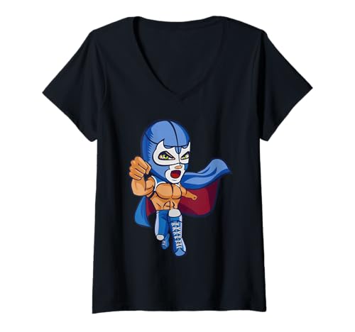 Damen Lucha Libre Mexican Wrestling Legend Mask Design T-Shirt mit V-Ausschnitt Damen Lucha Libre Mexican Wrestling Legend Mask Design T-Shirt mit V-Ausschnitt von Wrestling Lucha Libre Mexican Mask Graphic