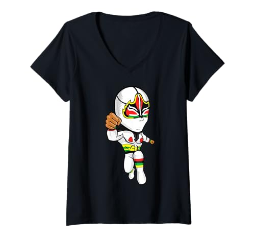 Damen Lucha Libre Mexican Wrestling Legend Mask Design T-Shirt mit V-Ausschnitt Damen Lucha Libre Mexican Wrestling Legend Mask Design T-Shirt mit V-Ausschnitt von Wrestling Lucha Libre Mexican Mask Graphic
