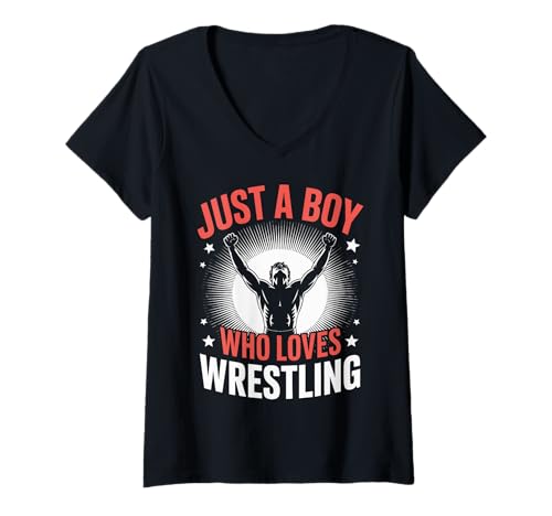 Damen Wrestling Nur EIN Junge, der Wrestling liebt T-Shirt mit V-Ausschnitt Damen Wrestling Nur EIN Junge, der Wrestling liebt T-Shirt mit V-Ausschnitt von Wrestling Wrestler