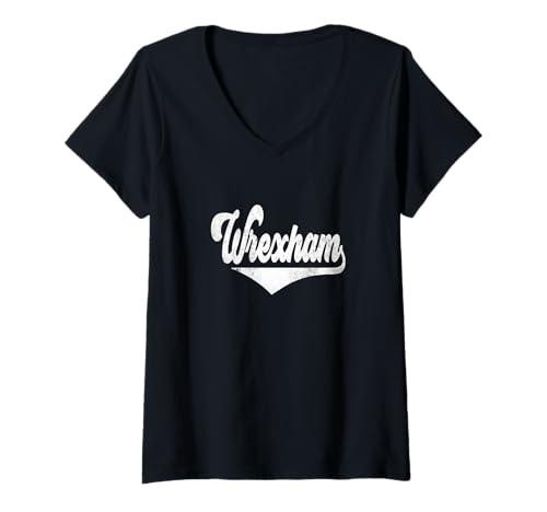 Damen Wrexham Vintage Sports Wales Urlaub Vintage walisische Geschenke T-Shirt mit V-Ausschnitt Damen Wrexham Vintage Sports Wales Urlaub Vintage walisische Geschenke T-Shirt mit V-Ausschnitt von Wrexham Vintage Grunge Tee