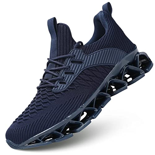Herren Turnschuhe Blade Running Walking Schuhe Mesh Atmungsaktiv Sport Mode Turnschuhe Gym Tennis Casual Zapatos, blau, 42 1/3 EU von Wrezatro