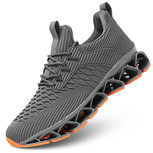 Herren Turnschuhe Blade Running Walking Schuhe Mesh Atmungsaktiv Sport Mode Sneakers Gym Tennis Casual Zapatos, grau, 42.5 EU von Wrezatro